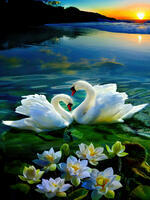 Без бренда «Пара белых лебедей на воде (20шт)» в Калининграде