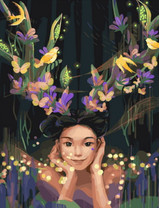 Без бренда «Темноглазая девчонка с цветами и птицами в волосах» в Калининграде