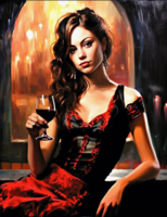 Без бренда «Обворожительная брюнетка с бокалом красного вина» в Калининграде