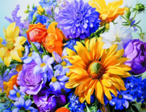 Яркий букет из разных цветов