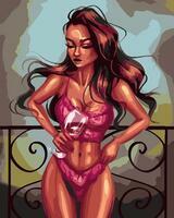 Без бренда «Девушка в нижнем белье с бокалом вина» в Калининграде